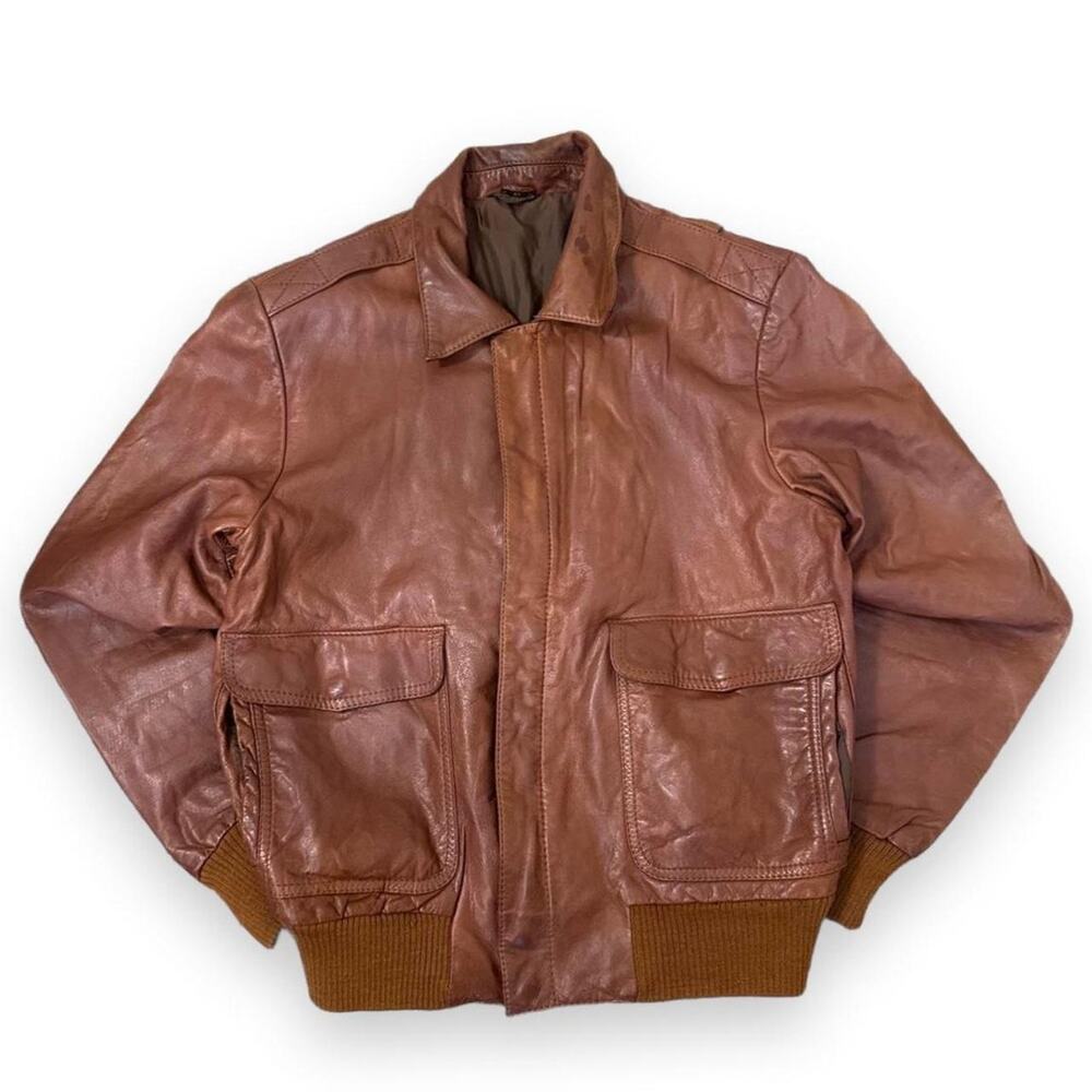 Vintage Europa Leather Bomber Jacket Mens 40 Brown A2 Style Distressed Korea